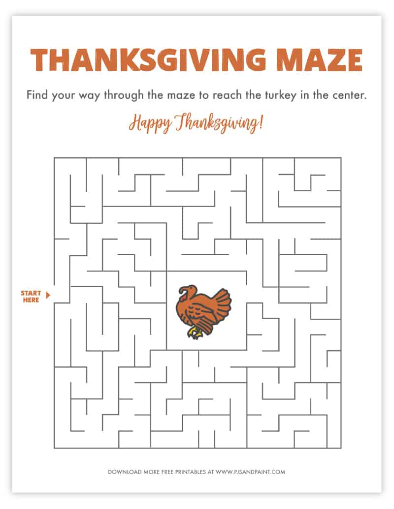Free Printable Thanksgiving Maze - Thanksgiving Games And Activities in Turkey Maze Free Printable