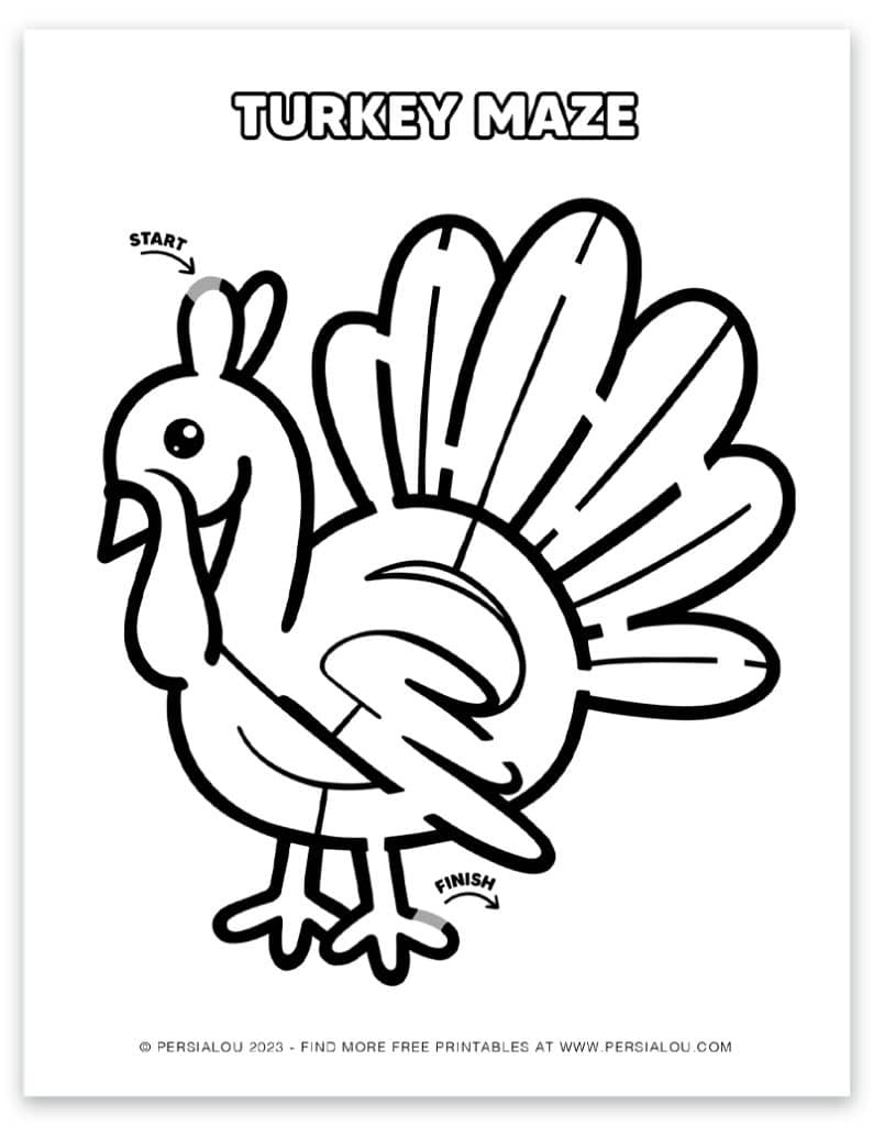 Free Printable Thanksgiving Mazes: Cute Holiday Fun For All Ages! within Turkey Maze Free Printable