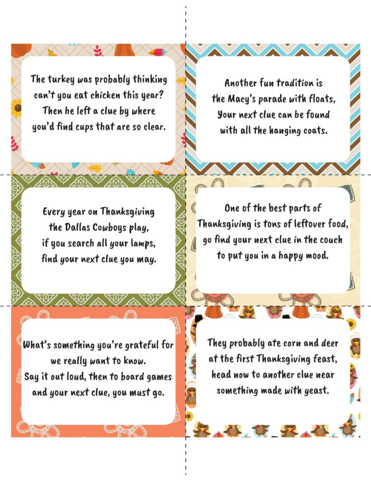 Turkey Scavenger Hunt Free Printable