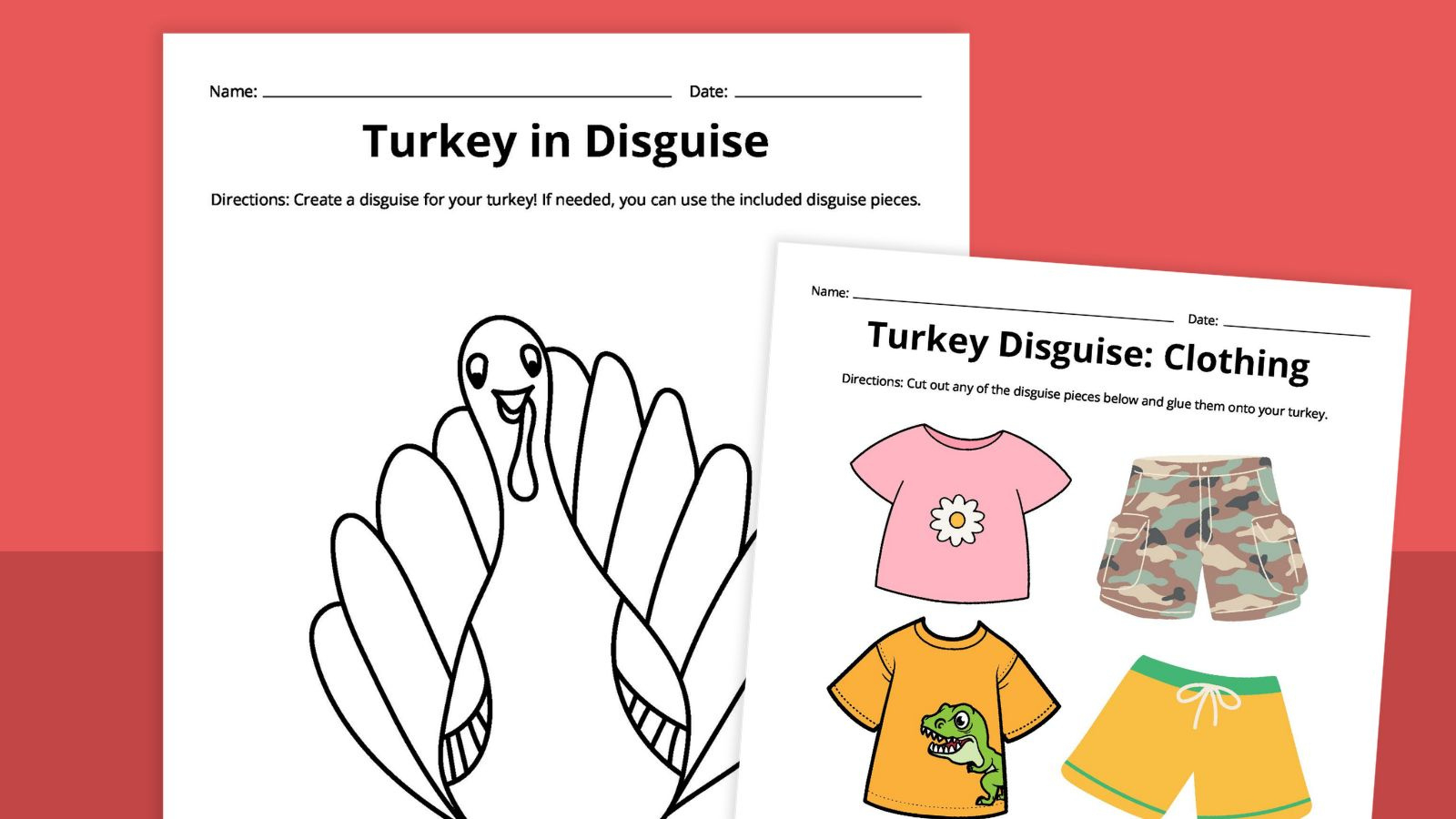 Free Printable Turkey Disguise Template Thanksgiving Activity in Free Printable Disguise a Turkey Printable Outfits