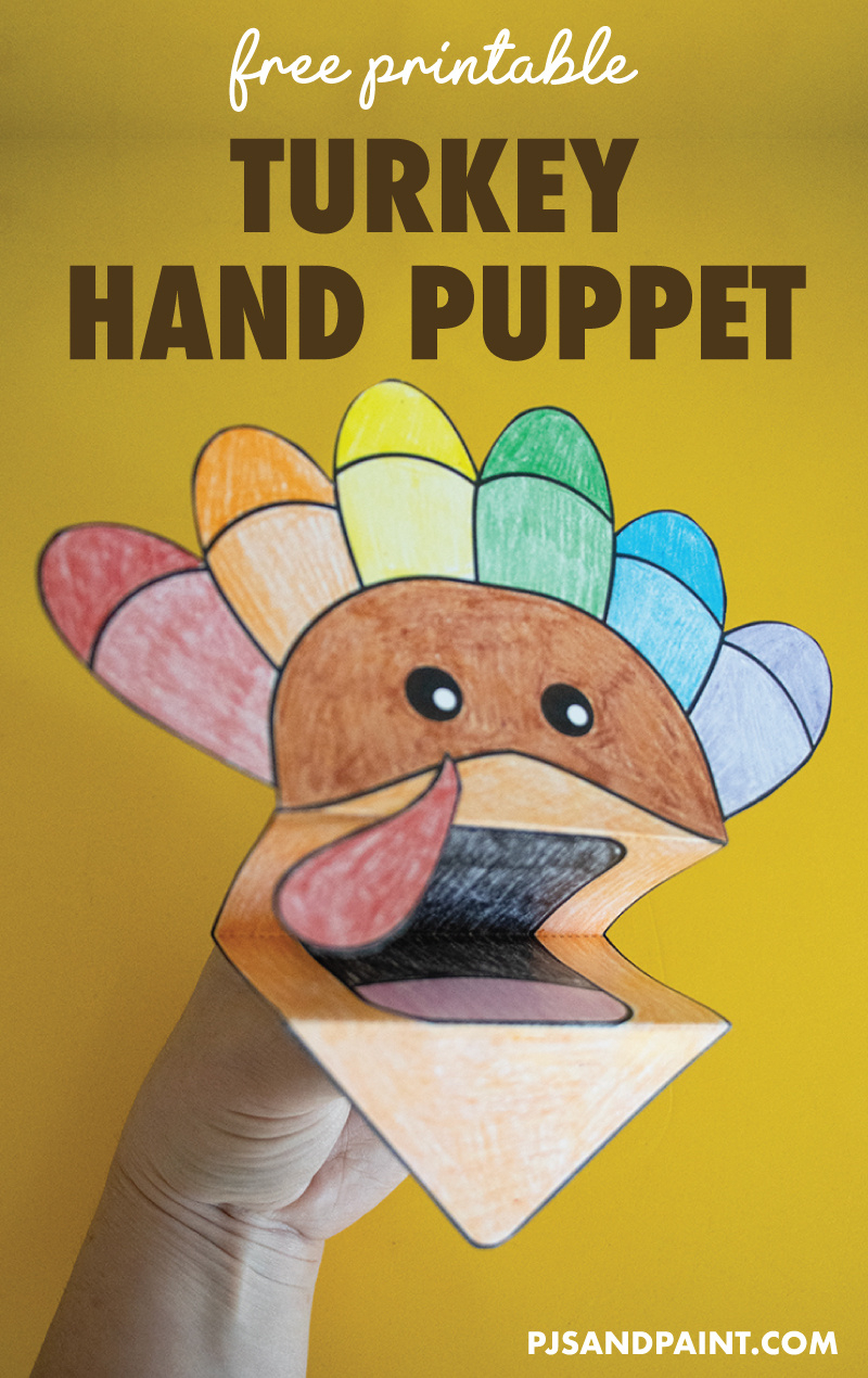 Free Printable Turkey Hand Puppet - Pjs And Paint intended for Turkey Puppet Craft Printable