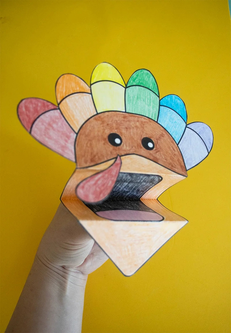 Free Printable Turkey Hand Puppet - Pjs And Paint intended for Turkey Puppet Craft Printable