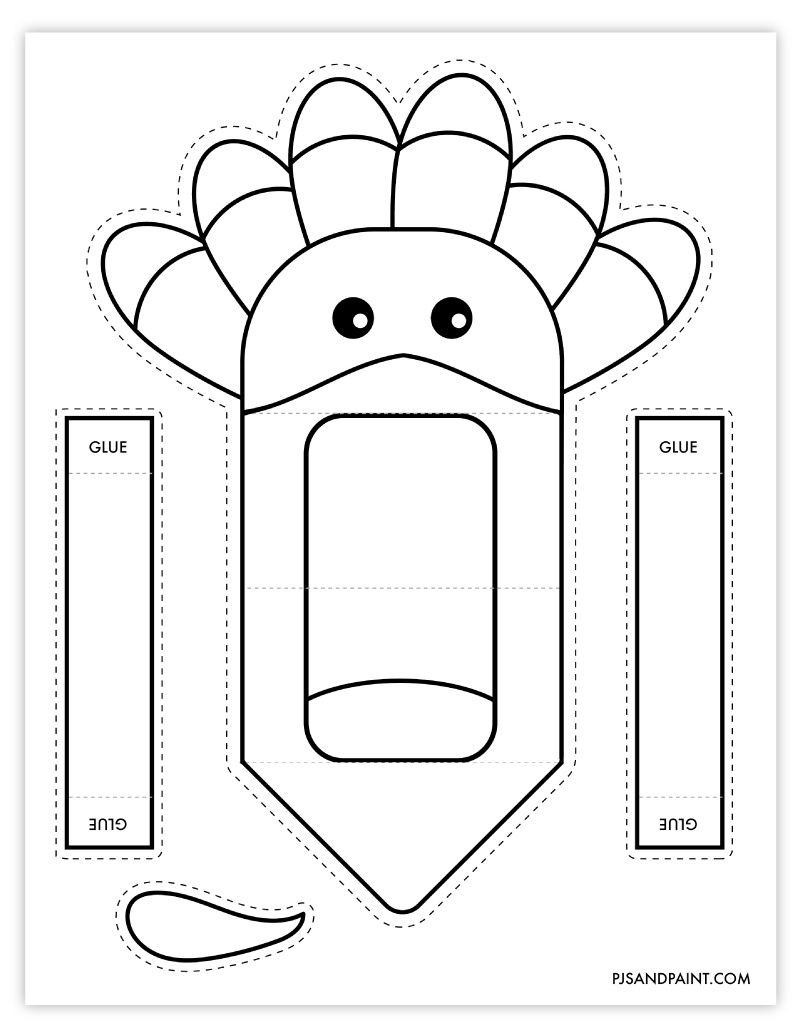 Free Printable Turkey Hand Puppet - Pjs And Paint with Turkey Finger Puppet Printable