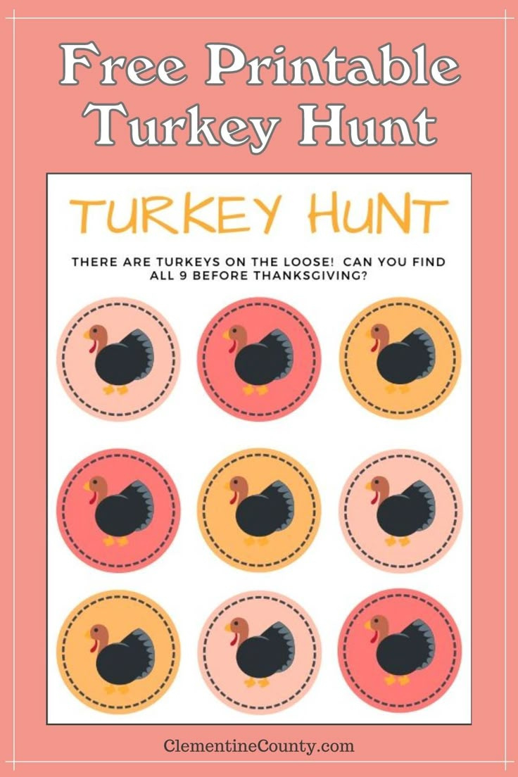 Free Printable Turkey Hunt with regard to Turkey Hunt Free Printable