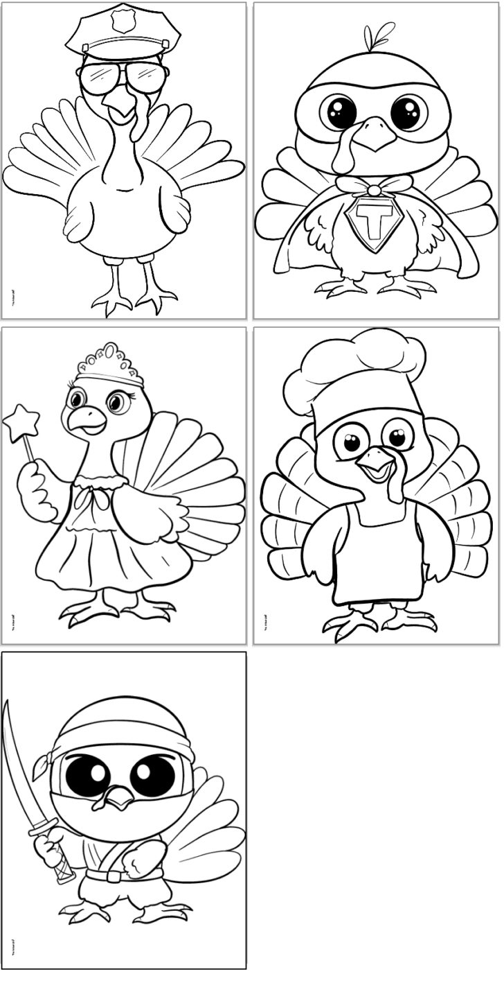 Turkey Disguise Coloring Page Printable