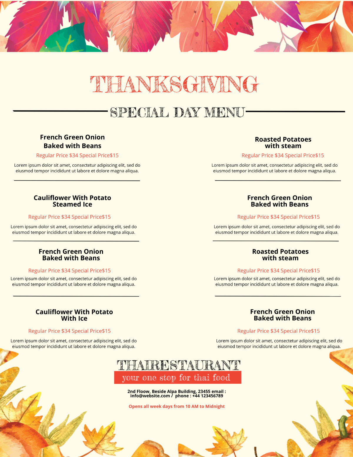 Free Simple Thanksgiving Menu Template To Edit Online intended for Sample Thanksgiving Menu Template