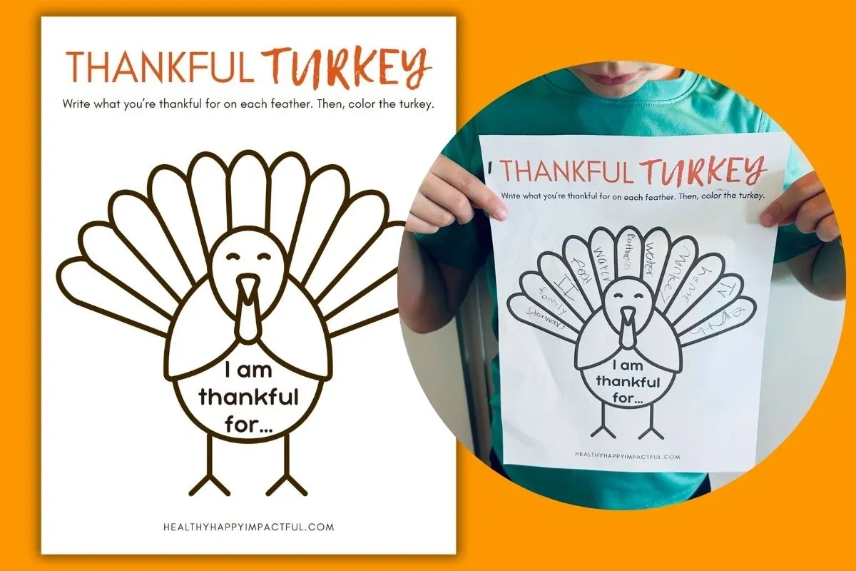 Free Thankful Turkey Printable: A Fun &amp;amp; Easy Gratitude Craft For Kids within I Am Thankful For Feathers Printable