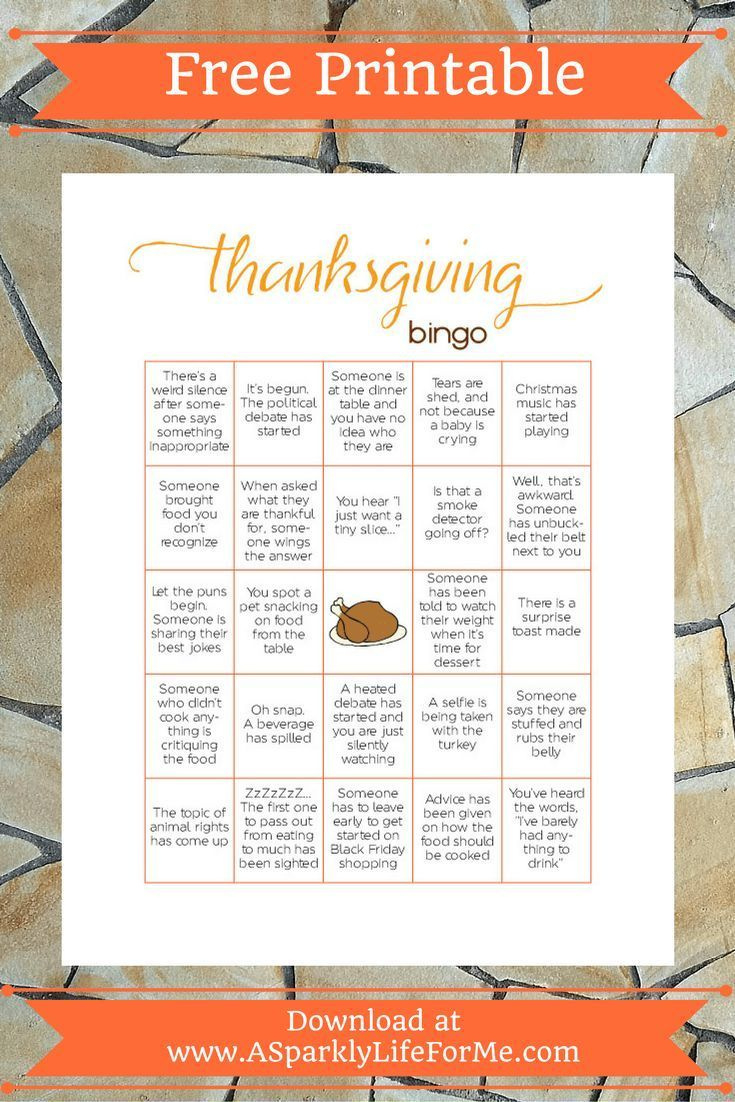 Free Thanksgiving Bingo Game Printable For Adults - A Sparkly Life intended for Printable Thanksgiving Teen Bingo