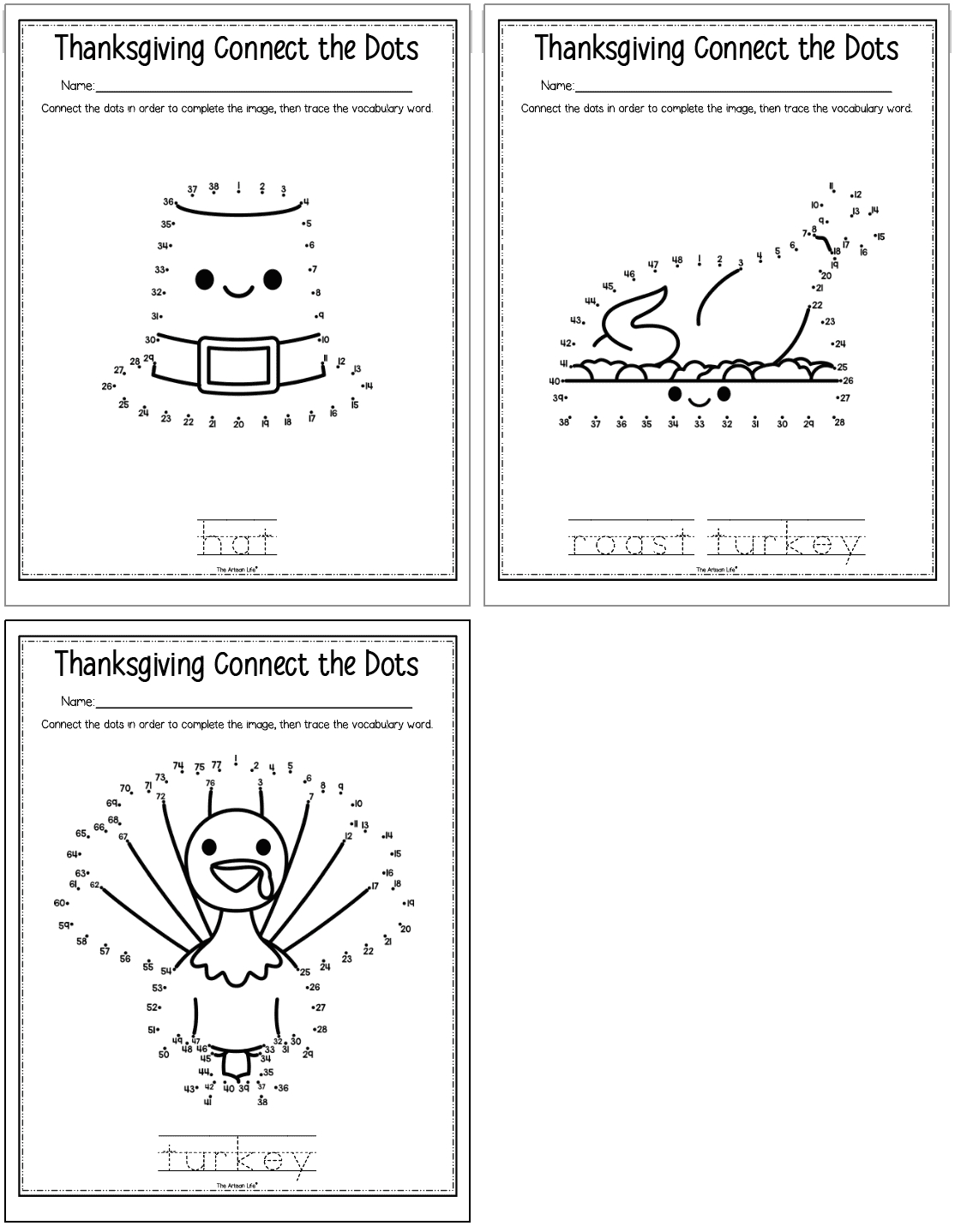 Free Thanksgiving Connect The Dots Printables - The Artisan Life intended for Turkey Dot to Dot Printable