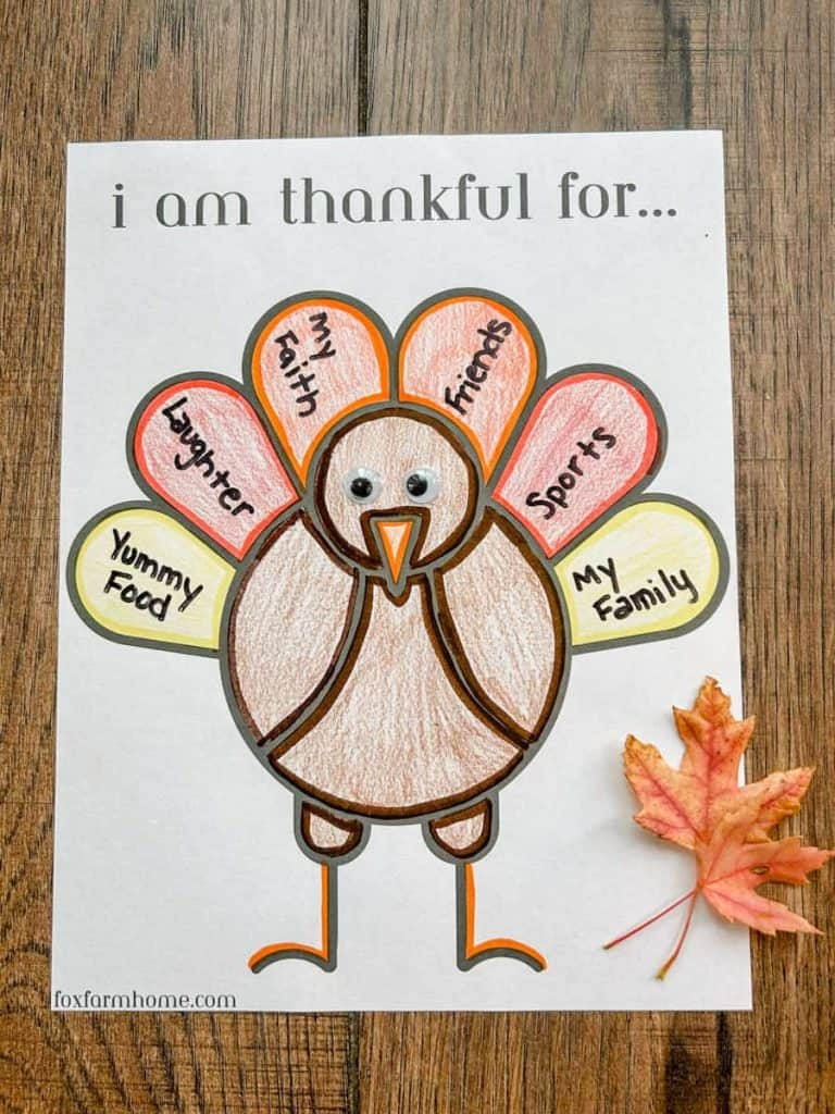 Free Thanksgiving &amp;quot;I Am Thankful For&amp;quot; Printable - Fox Farm Home pertaining to Free Printable I am Thankful Turkey Worksheet