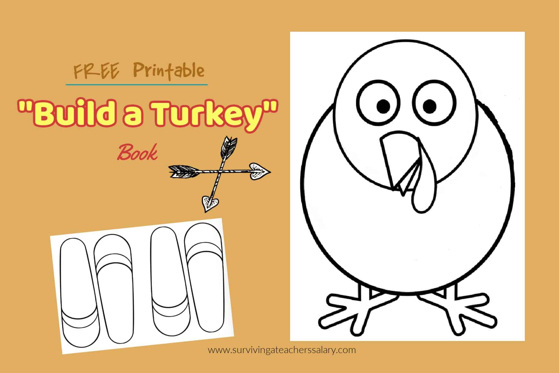 Free Thanksgiving Printable Build A Turkey Book Craft For Classrooms inside Printable Turkey With Feathers