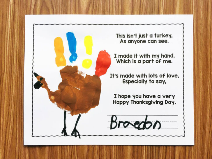 Handprint Turkey Poem Printable Free