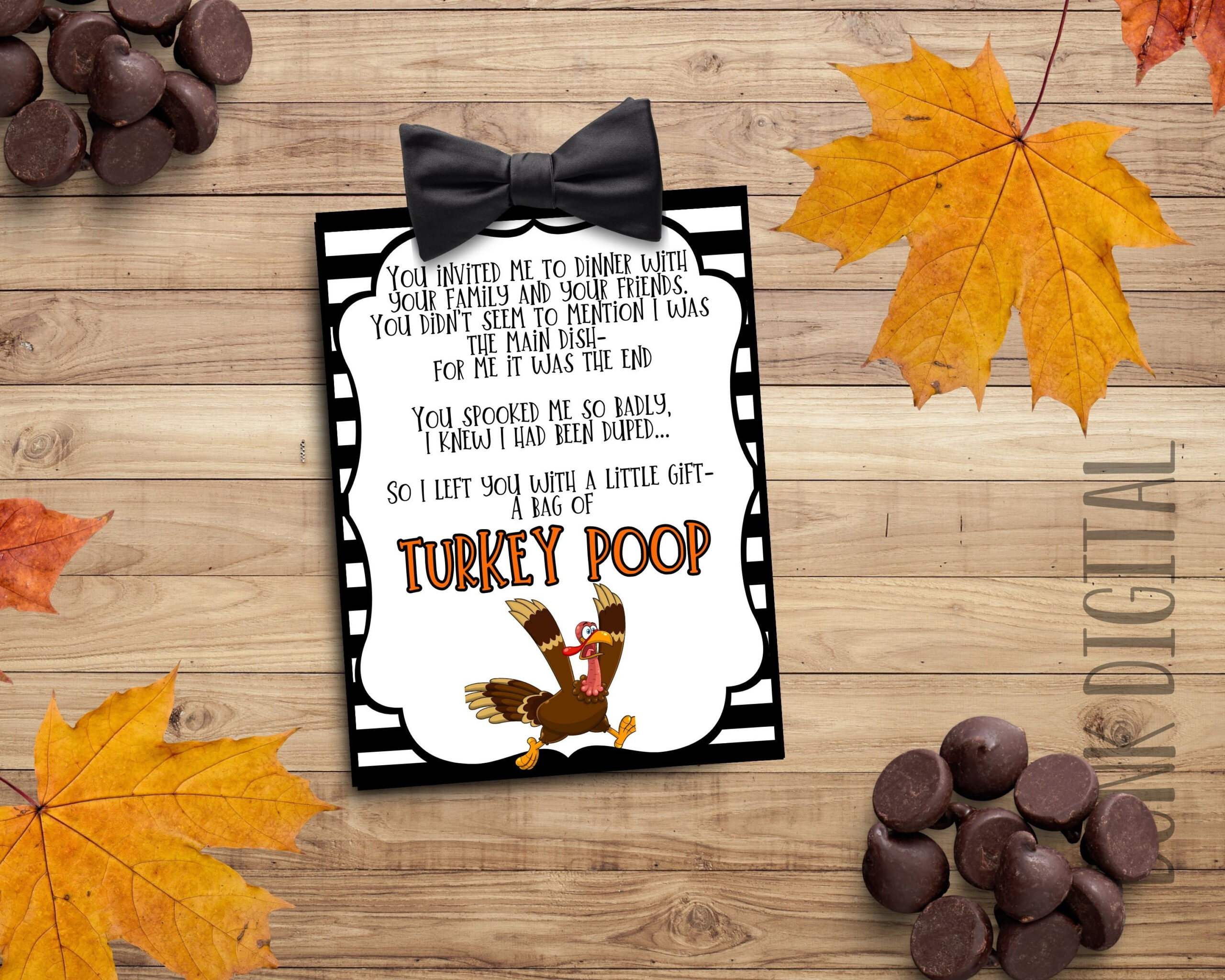 Funny Turkey Poop Poem Tag: Thanksgiving Favor (Pdf File) - Etsy with regard to Turkey Poop Printable