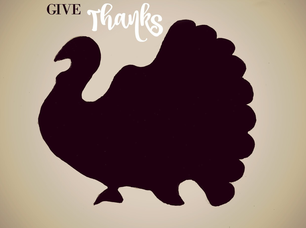 Give Thanks Turkey Silhouette Printable And Labels intended for Turkey Silhouette Printable