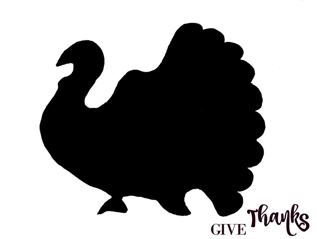 Give Thanks Turkey Silhouette Printable And Labels pertaining to Turkey Silhouette Printable