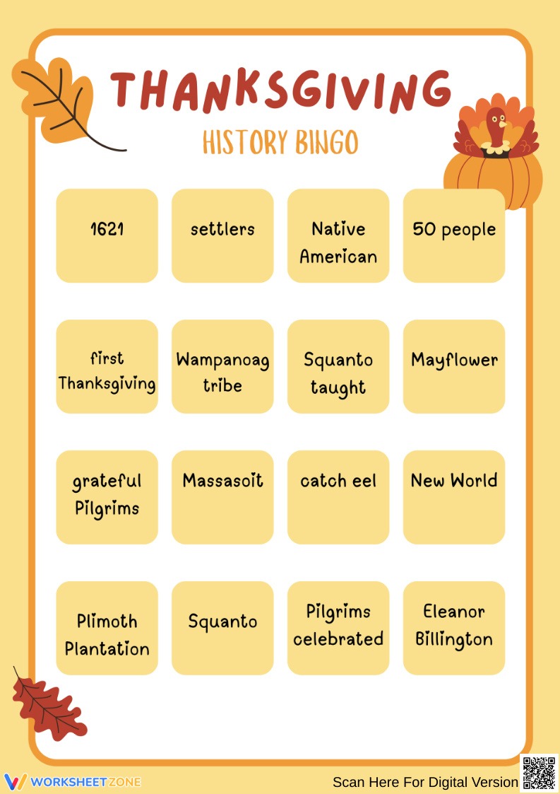 History Worksheets &amp;amp; Printable for Turkey Bingo Printable	Informational