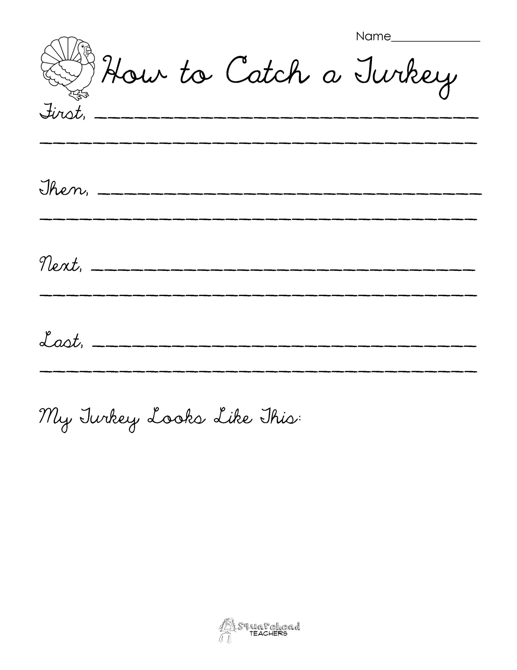 How To Catch A Turkey (Thanksgiving Writing Project For Kids with regard to How To Catch A Turkey Printable