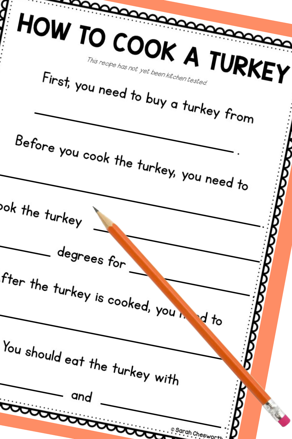 How To Cook A Turkey Writing Activity regarding How To Cook A Turkey Free Printable