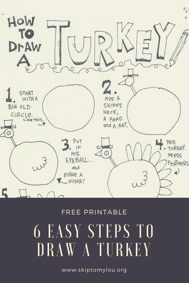 How To Draw A Turkey | Skip To My Lou inside How To Draw A Turkey Printable