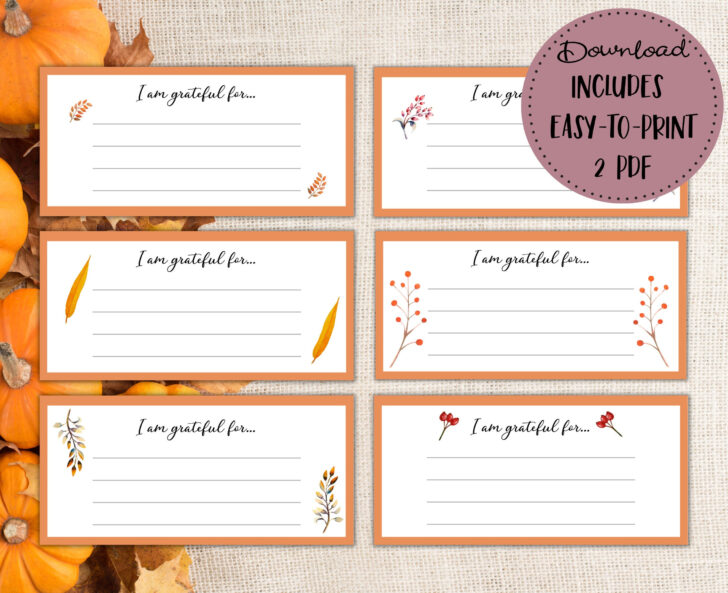 I am Thankful For Cards Printable