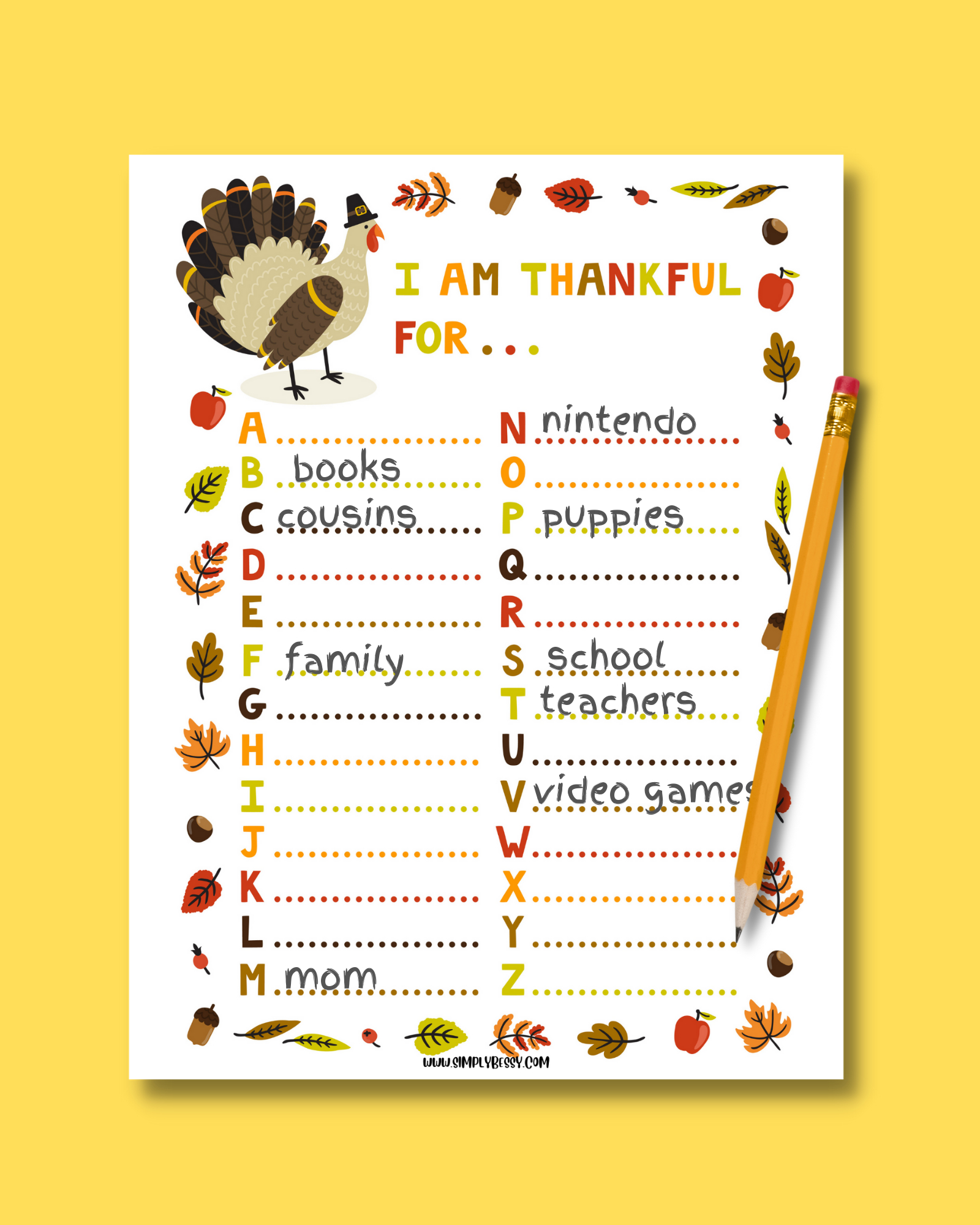 I Am Thankful For Worksheet For Kids - Made With Happy in Free Printable Pictures of Things I am Thankful For