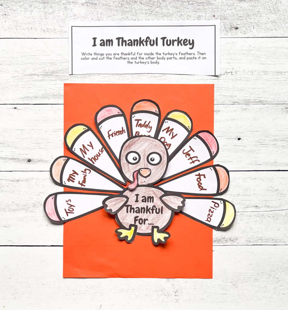 I Am Thankful Turkey Printable Craft Activity intended for Crayola Free Printable I am Thankful Turkey