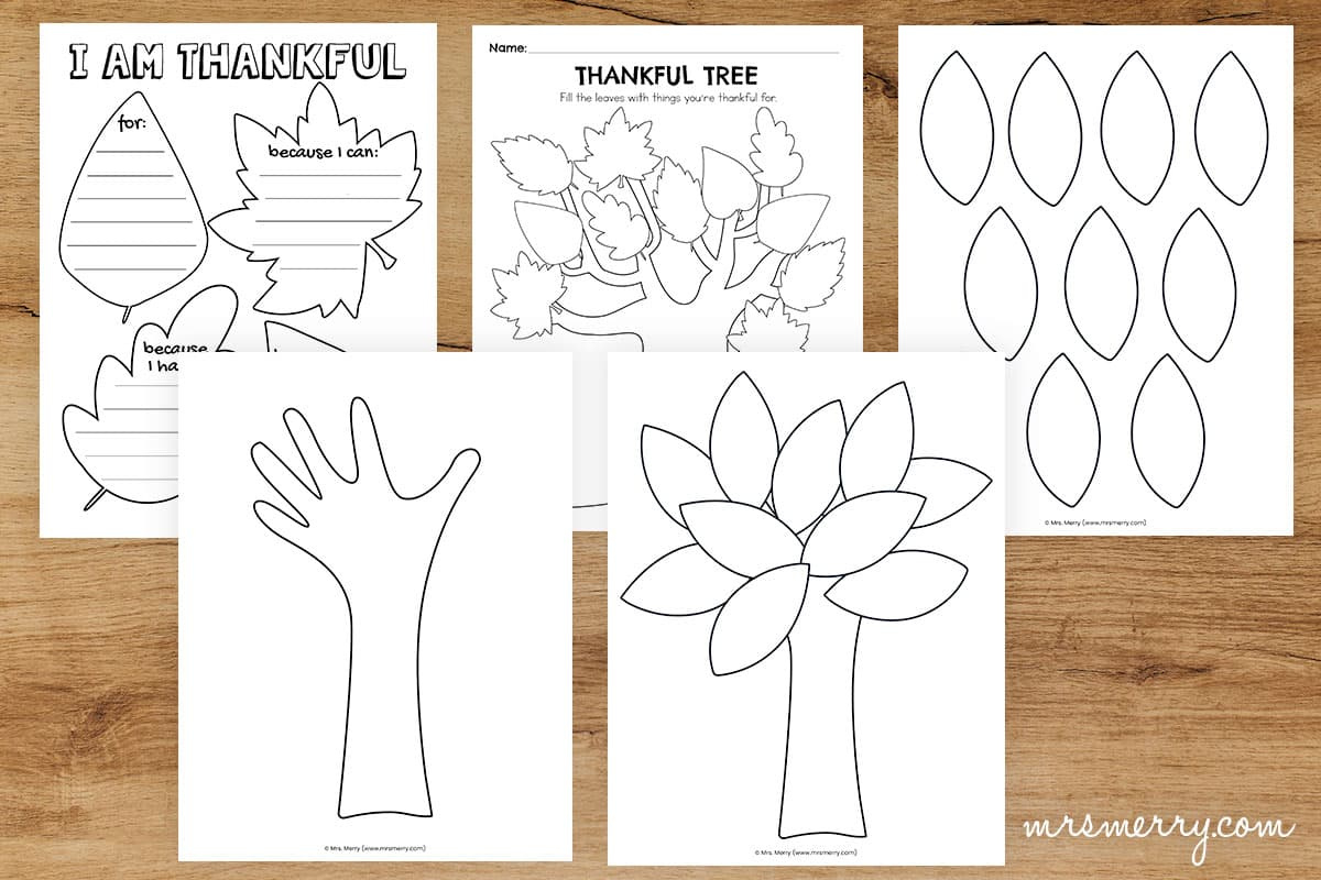 I Am Thankful Worksheet &amp;amp; Gratitude Tree Printables | Mrs. Merry in I Am Thankful For Leaves Printable Free