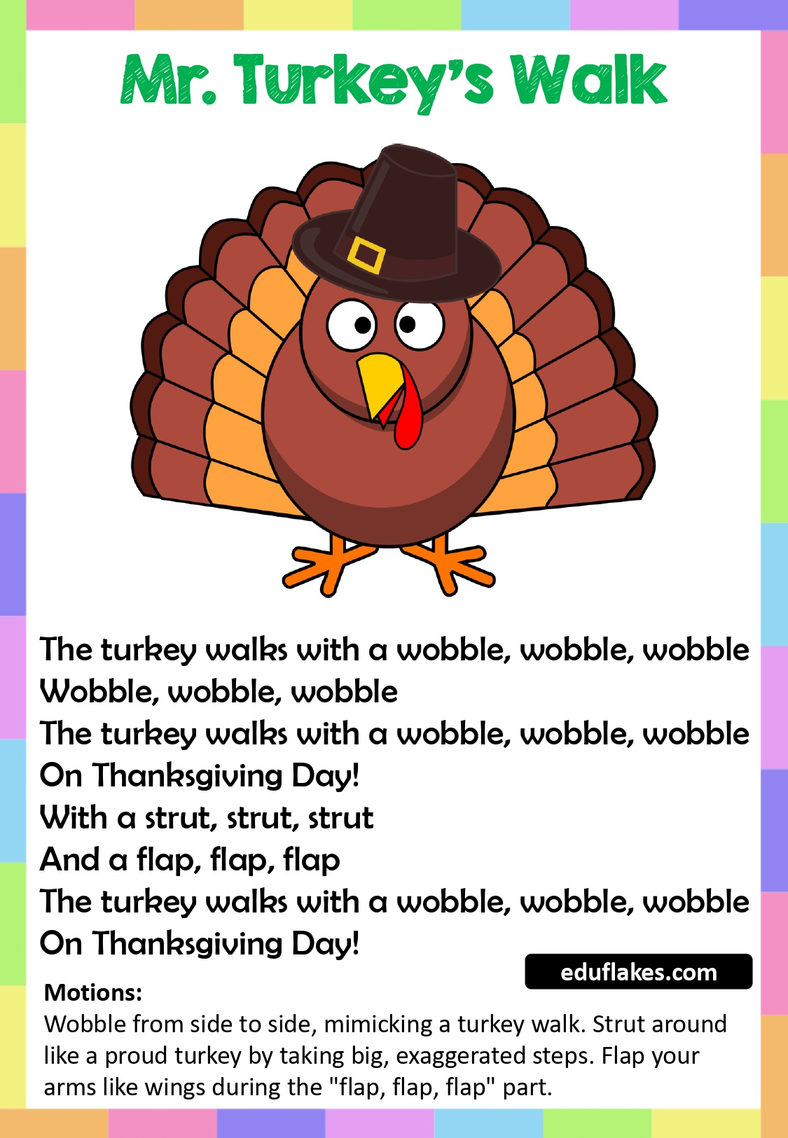 Kindergarten Thanksgiving Rhymes Free Pdf Printable - Eduflakes regarding Thanksgiving Rhythm Worksheet