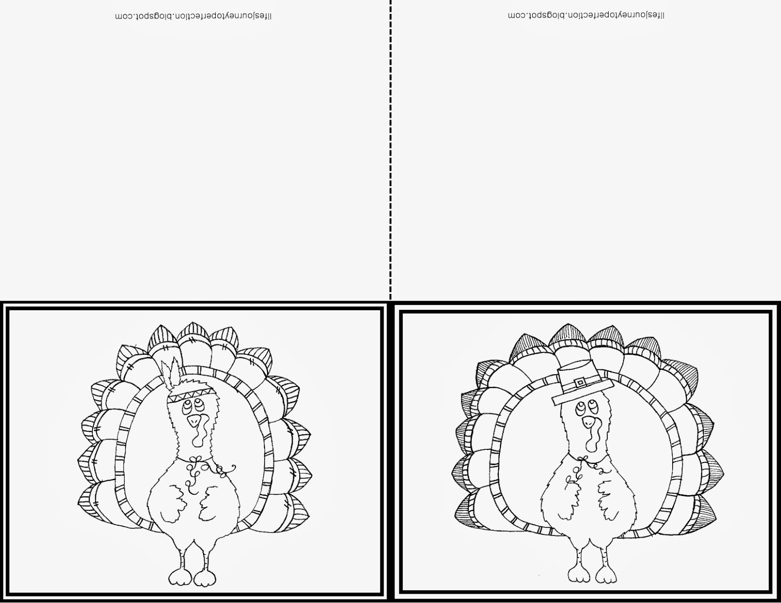 Life'S Journey To Perfection: Thanksgiving Printables: Color Page with Turkey Cards Printable