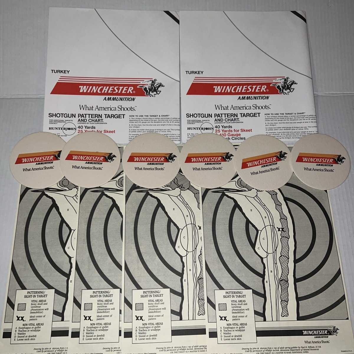 Lot Of 6 Winchester Paper Targets Turkey Patterning Shotgun Nos for Turkey Shoot Targets Printable Informational