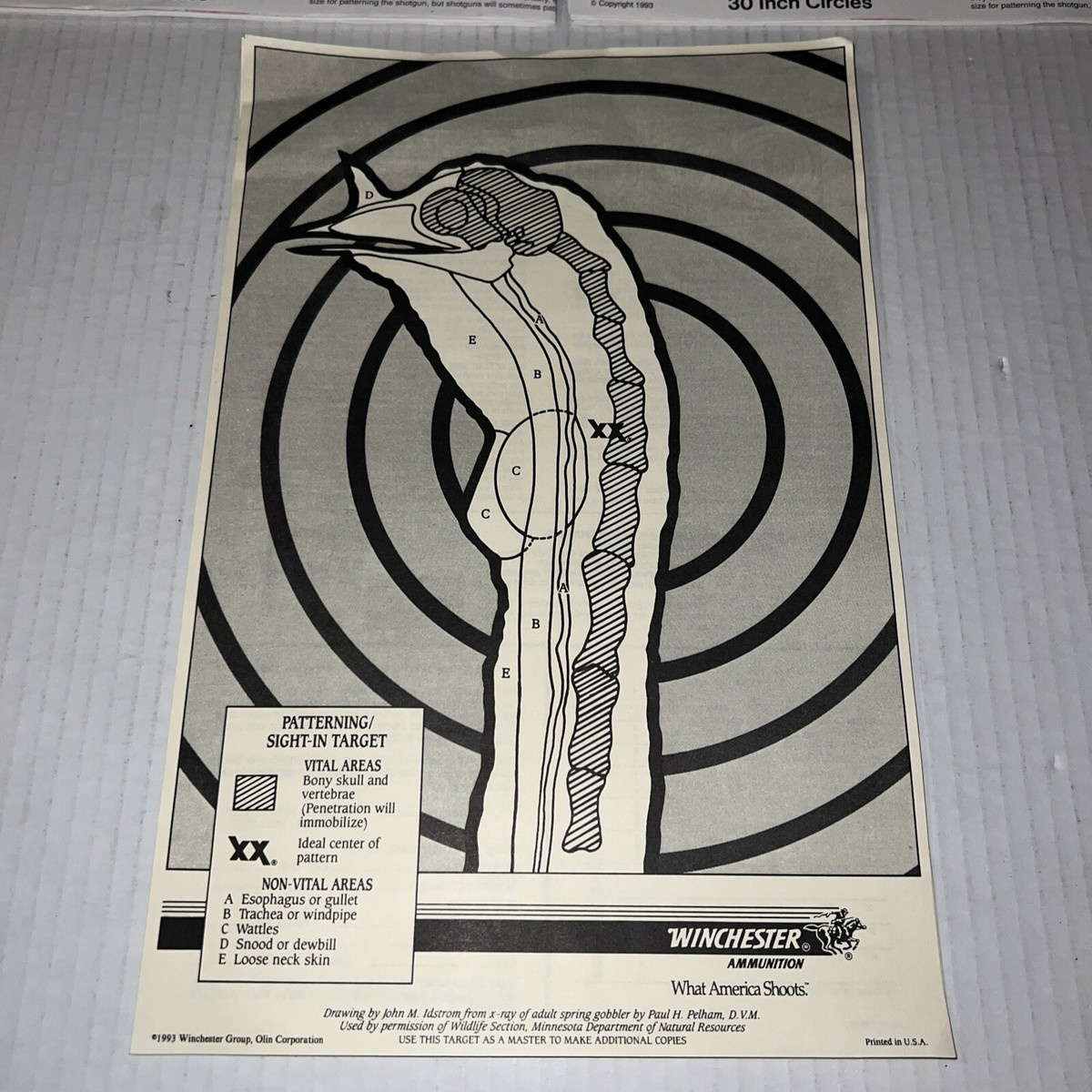 Lot Of 6 Winchester Paper Targets Turkey Patterning Shotgun Nos regarding Turkey Shoot Targets Printable Informational
