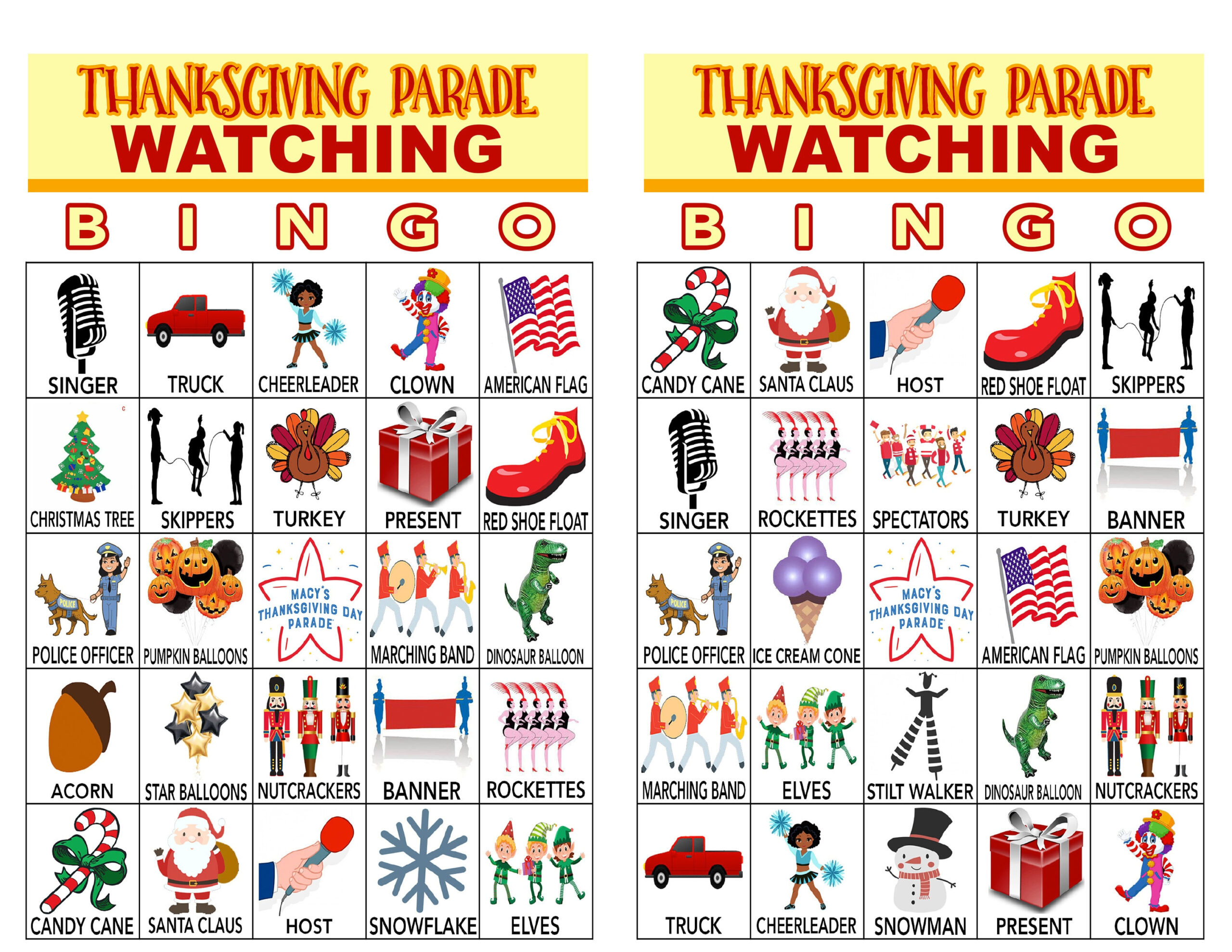 Macy'S Thanksgiving Parade Bingo, Bingo Games, Printable Games with Thanksgiving Parade Bingo Printable