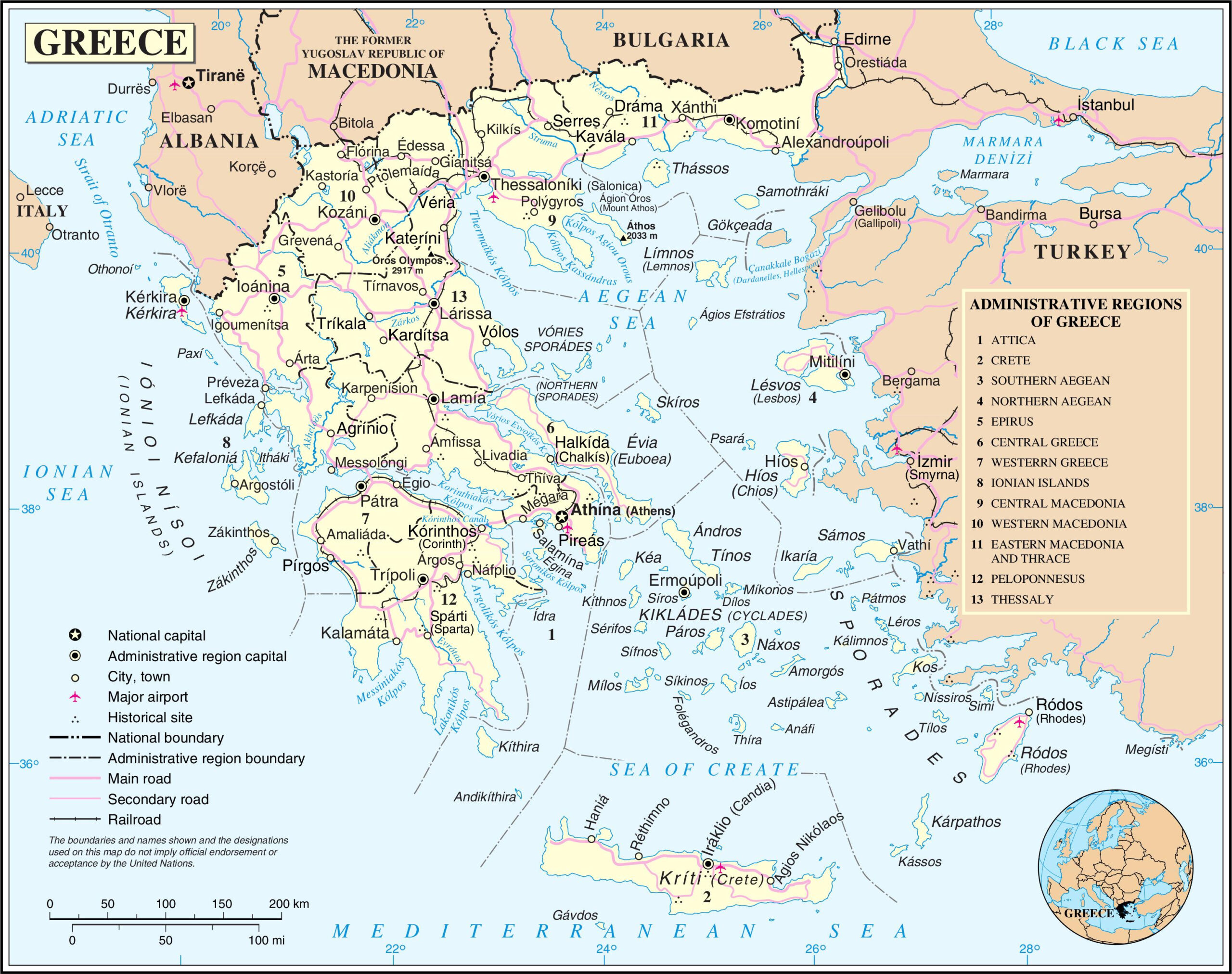 Map Of Greece: Offline Map And Detailed Map Of Greece for Printable Map of Greece And Turkey