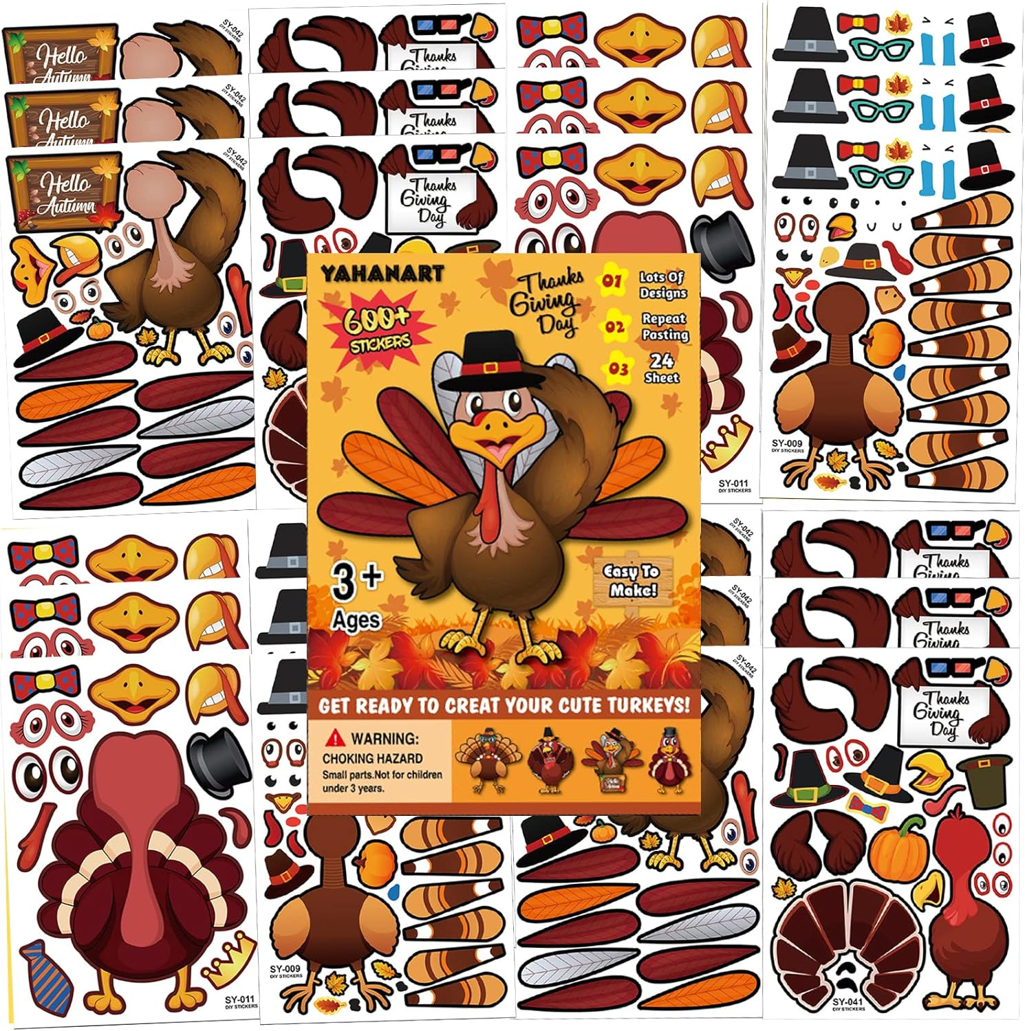 Mocossmy Make Your Own Turkey Stickers - Fun Diy Art Uganda | Ubuy with Turkey Stickers Printables