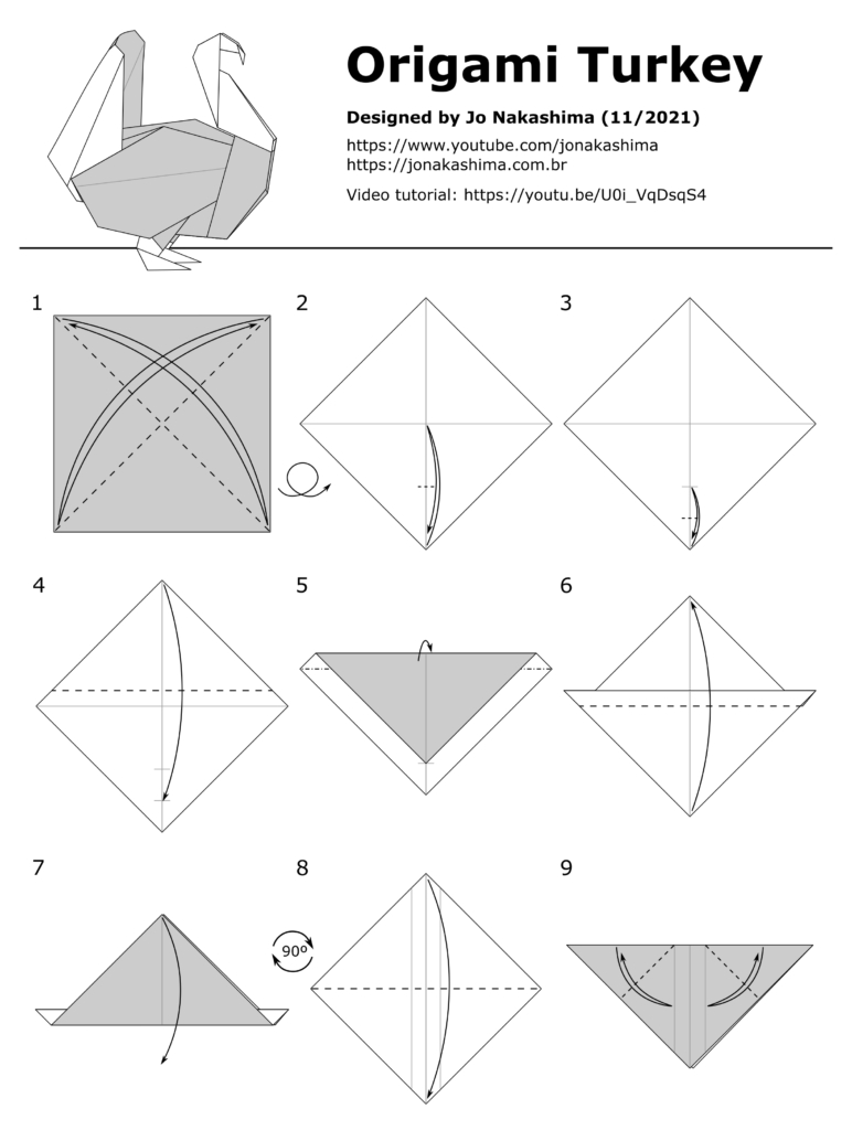 Origami Turkey - Jo Nakashima inside Origami Turkey Instructions Printable