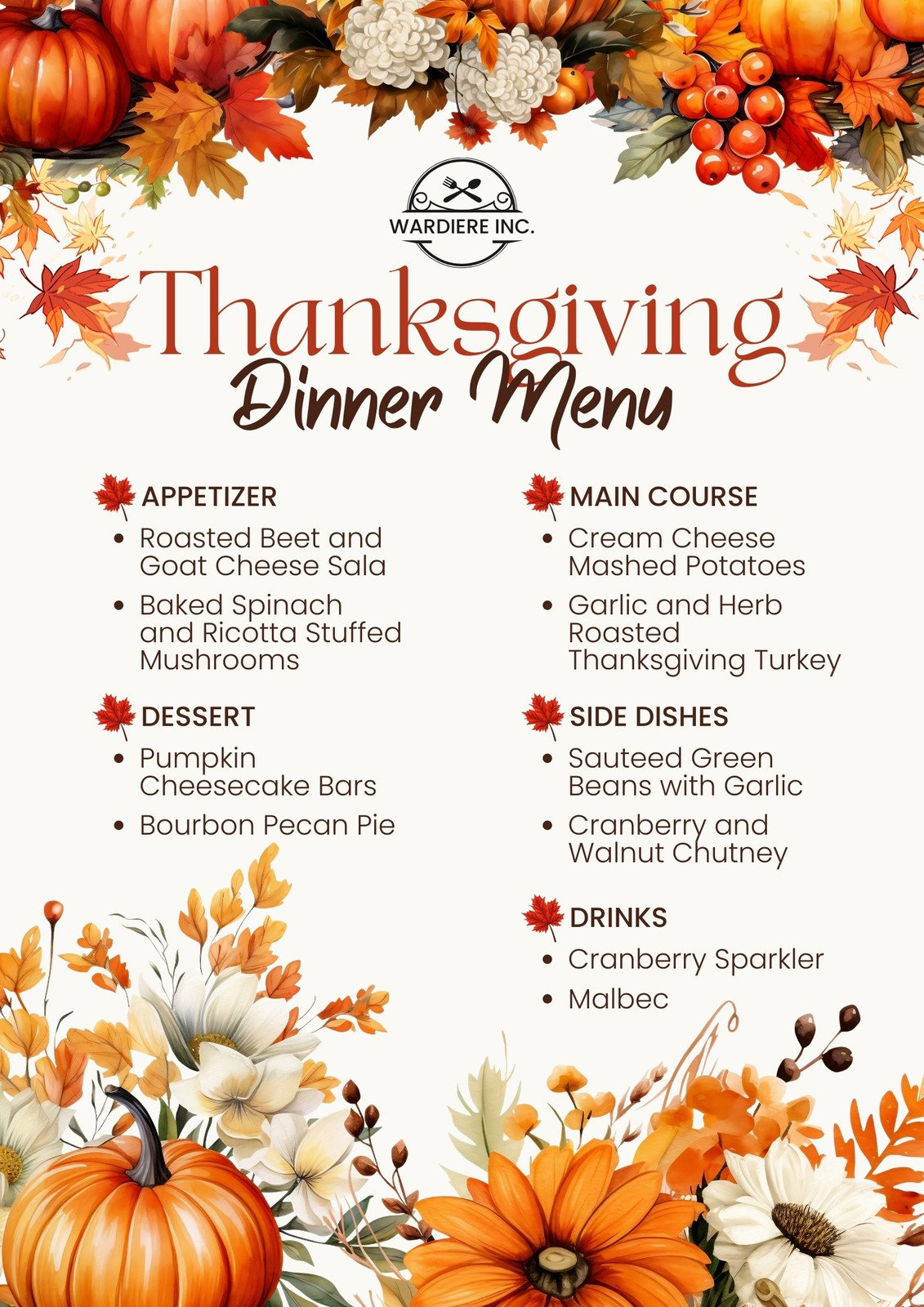 Page 2 - Free Printable, Customizable Thanksgiving Menu Templates intended for Thanksgiving Menu Template Free