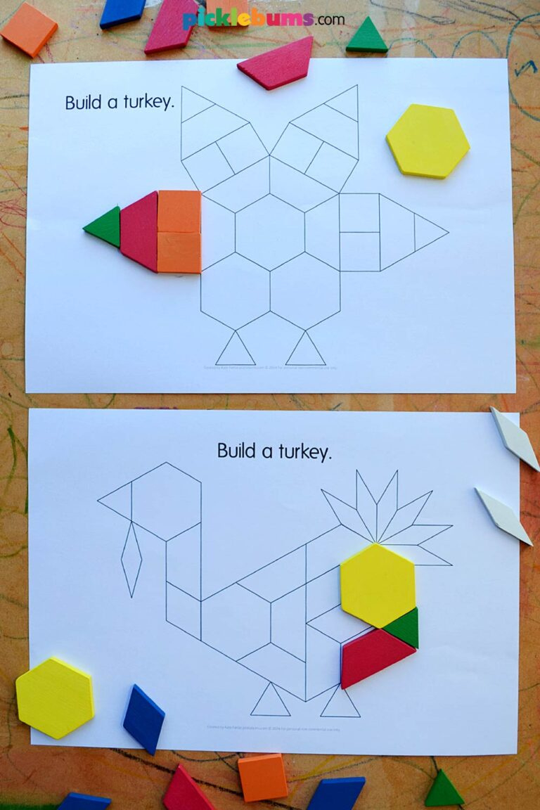 Pattern Block Turkeys - Free Printable - Picklebums pertaining to Turkey Pattern Block Printable