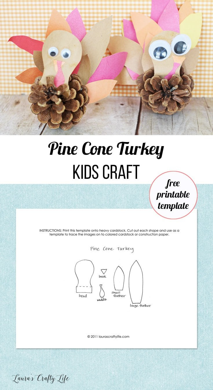 Pine Cone Turkey with Pinecone Turkey Craft Printable