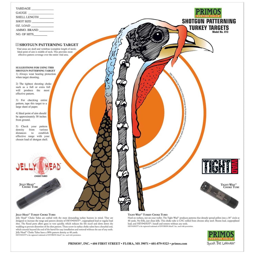 Primos Hunting® Shotgun Patterning Turkey Target (12 Pack for Printable Turkey Patterning Target