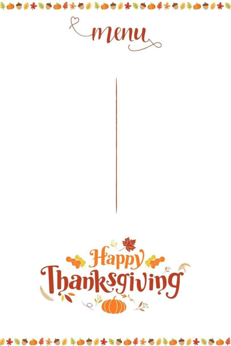 Printable Blank Restaurant Menu Template For Thanksgiving with regard to Thanksgiving Menu Templates Blank