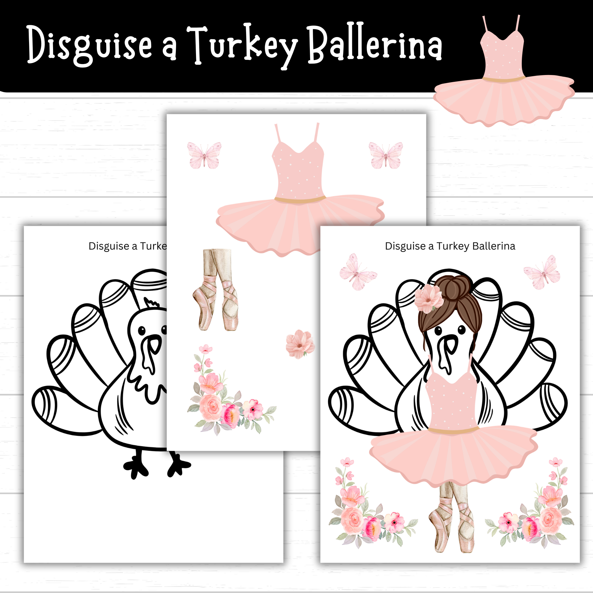Printable Disguise A Turkey Ballerina (2 Sets!) - Mom. Wife. Busy intended for Ballerina Turkey Disguise Printable
