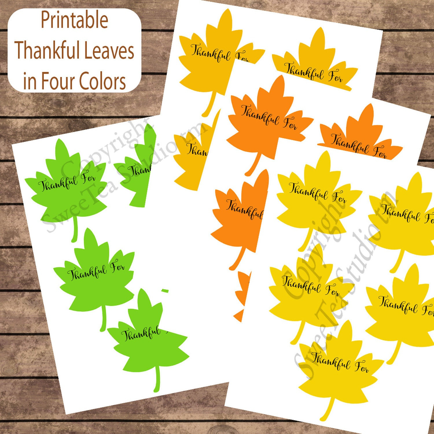 Printable Fall Thankful, Thanksgiving Maple Leaves, Pdf And Jpg - Etsy within I am Thankful For Leaf Printable