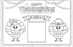 Printable Thanksgiving Placemat, Kid'S Thanksgiving Placemat for Turkey Placemats Printable