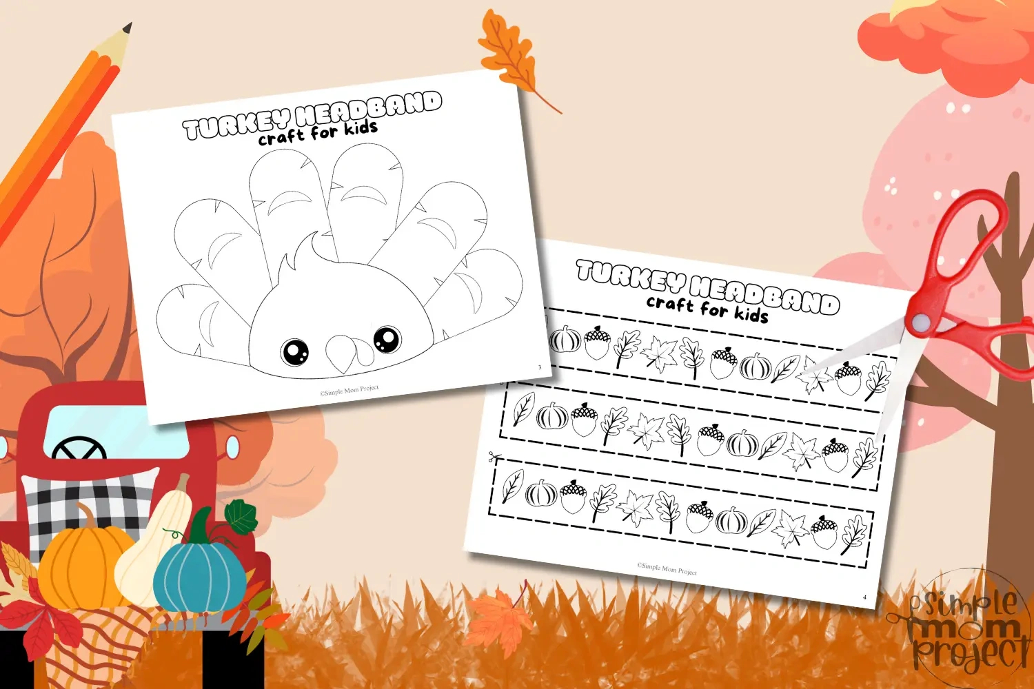 Printable Turkey Headband Diy Paper Craft For Kids - Simple Mom with Free Printable Turkey Headband Template Informational