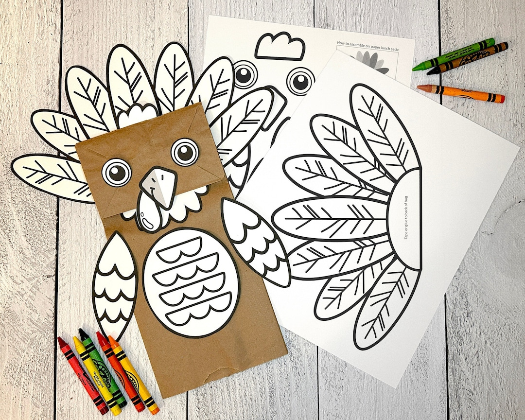 Printable Turkey Puppet Coloring Activity | Fun Kids Craft For intended for Free Printable Turkey Paper Bag Puppet