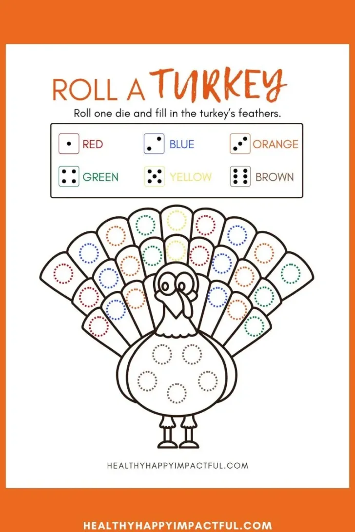 Free Printable Roll a Turkey Game