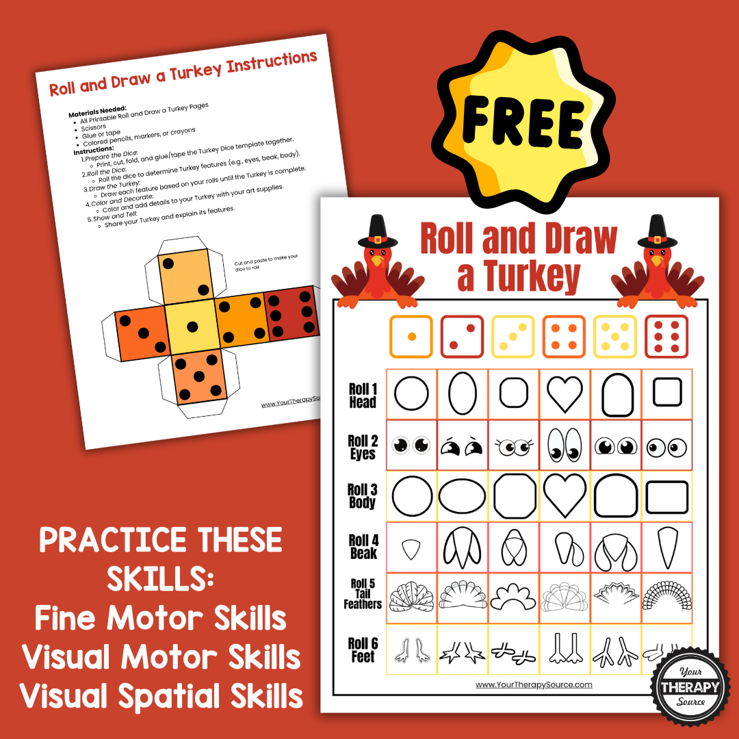 Roll A Turkey Free Printable - Your Therapy Source inside Free Printable Roll A Turkey