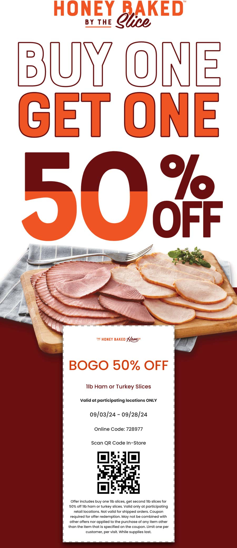 Second Turkey Or Ham Pound 50% Off At Honeybaked Restaurants, Or inside Honey Baked Ham Turkey Coupons Printable