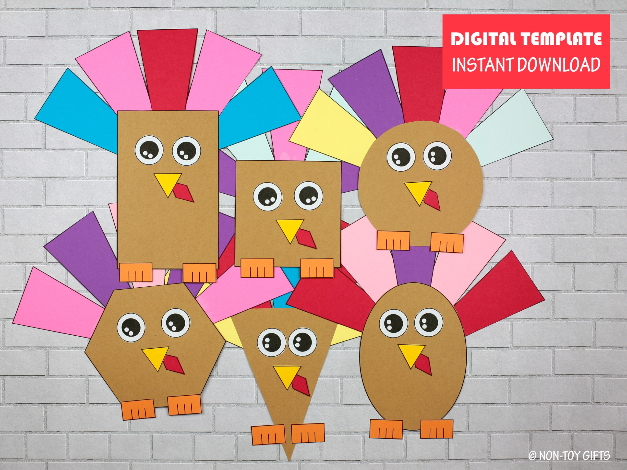 Shape Turkey Craft For Kids, Thanksgiving Turkey Printable, Turkey for Turkey Shapes Printable