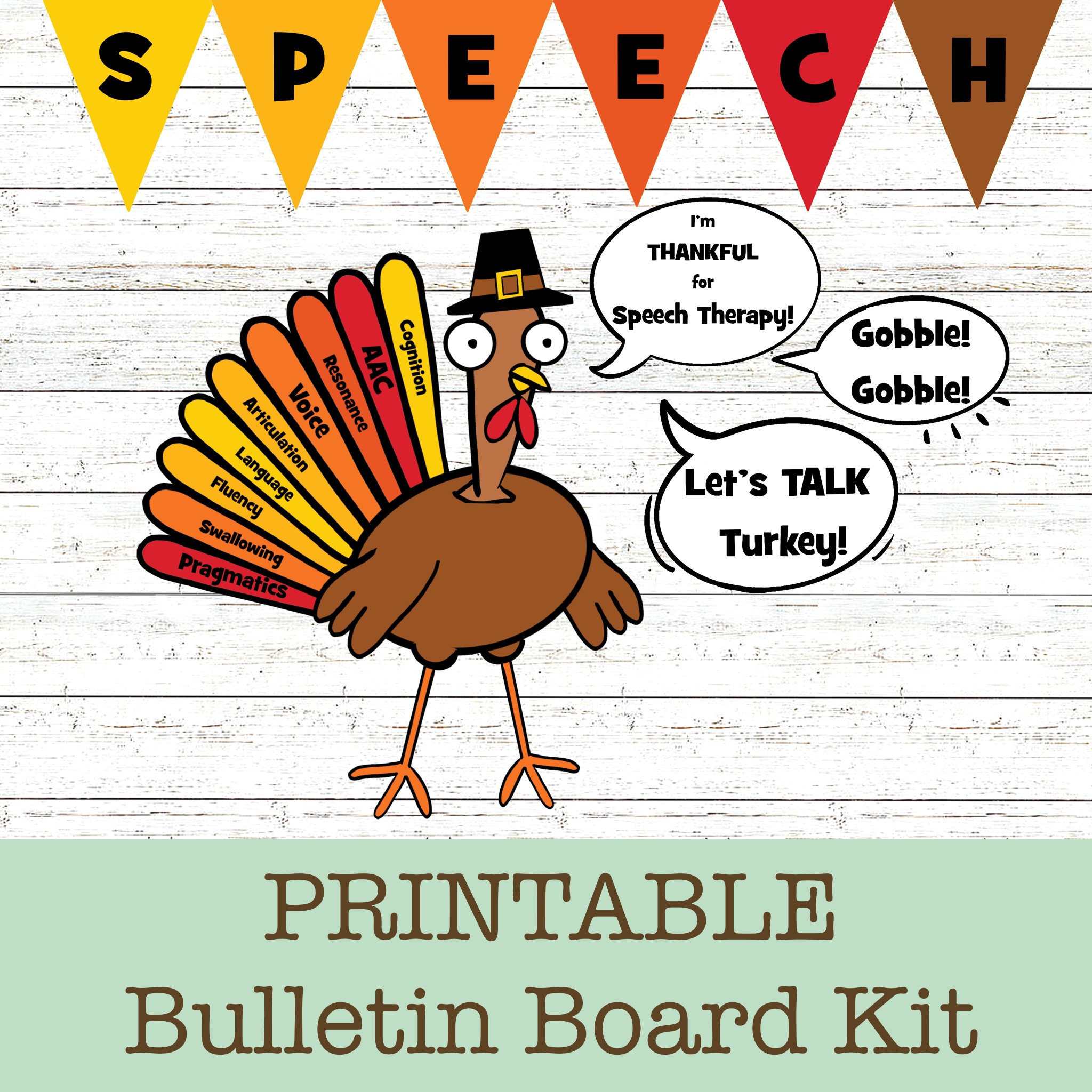 Speech Therapy Thanksgiving Bulletin Board Kit, Classroom Decor within Printable Turkey For Bulletin Board